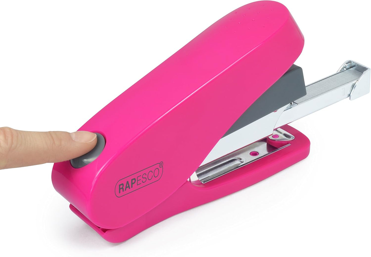 Rapesco 1468 Luna Less Effort Stapler with 2000 Staples, 50 Sheet Capacity, Hot Pink