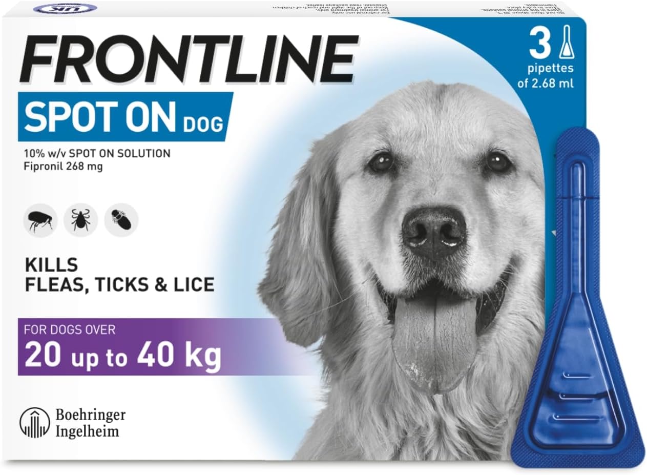 FRONTLINE Spot On Flea & Tick Treatment for Large Dog (20-40kg) | 3 Pipettes