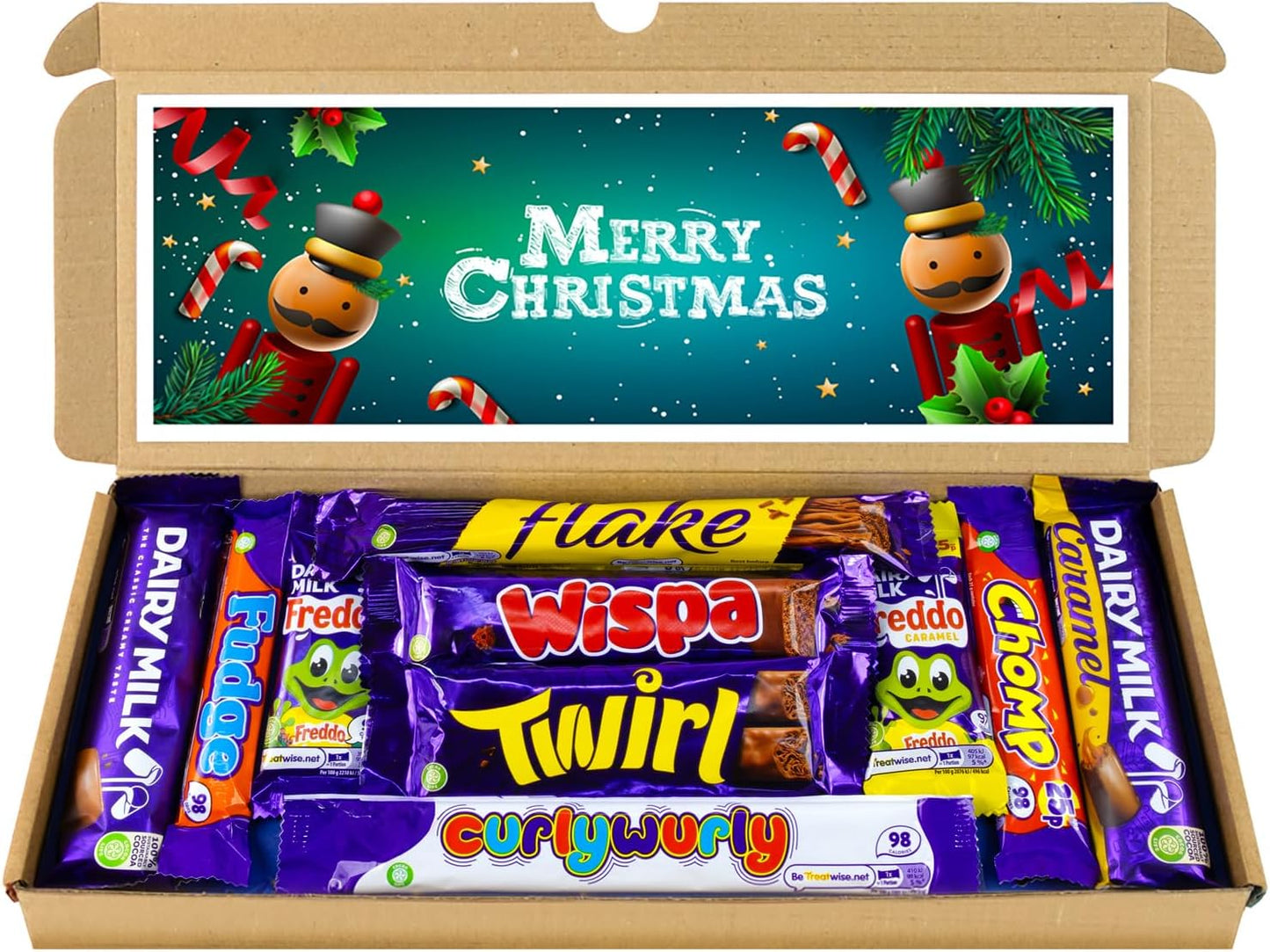 Christmas Selection Box Chocolate Hamper | Letter Box Gift | 10 Fullsize Dairy Milk Chocolate bars | Ideal Secret Santa Gifts For Women, Men & Kids (Merry Christmas)