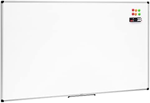 Amazon Basics Magnetic Whiteboard with Pen Tray, Aluminium Trim and Dry-Wipe Writing Surface, 90 x 60cm (WxH), White