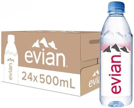 Evian Natural Spring Mineral Rich Water Bottle, 24 X 500 ml
