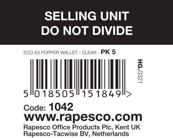 Rapesco 1497 Popper Wallets, A4+ / Foolscap, Clear Transparent, Pack of 50