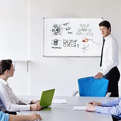 Amazon Basics Magnetic Whiteboard with Pen Tray, Aluminium Trim and Dry-Wipe Writing Surface, 90 x 60cm (WxH), White