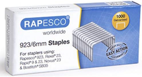 Rapesco 1239 923/15mm Galvanised Staples, Type 23, Box of 1000
