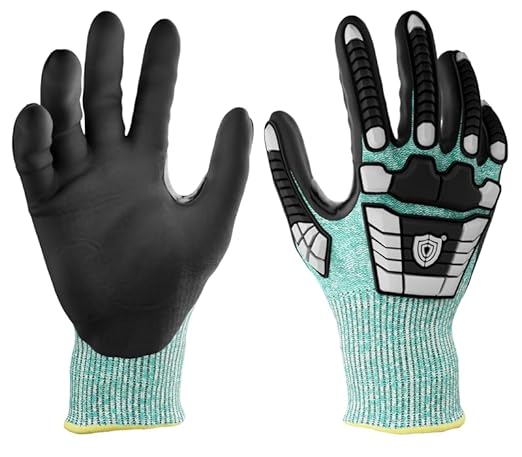 NITREX 295RP 5 Pairs of Impact Protection Work Safety Gloves, NitreGuard® Technology · NitreGrip® Technology, Sandy Nitrile Palm Coated, Cut Resistant Glove, Size 8, Medium