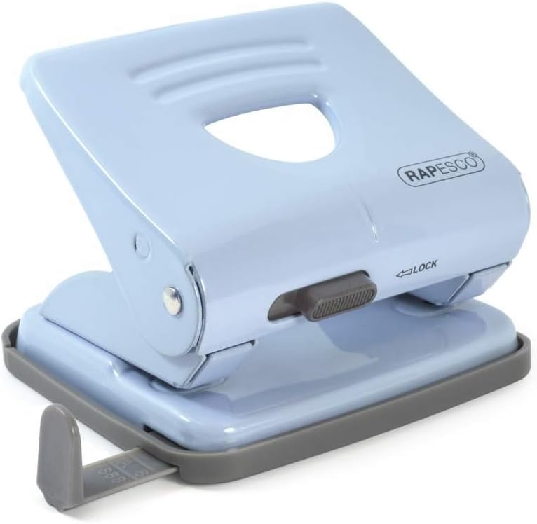 Rapesco 1359 2-Hole Metal Punch, 25 Sheet Capacity, Powder Blue
