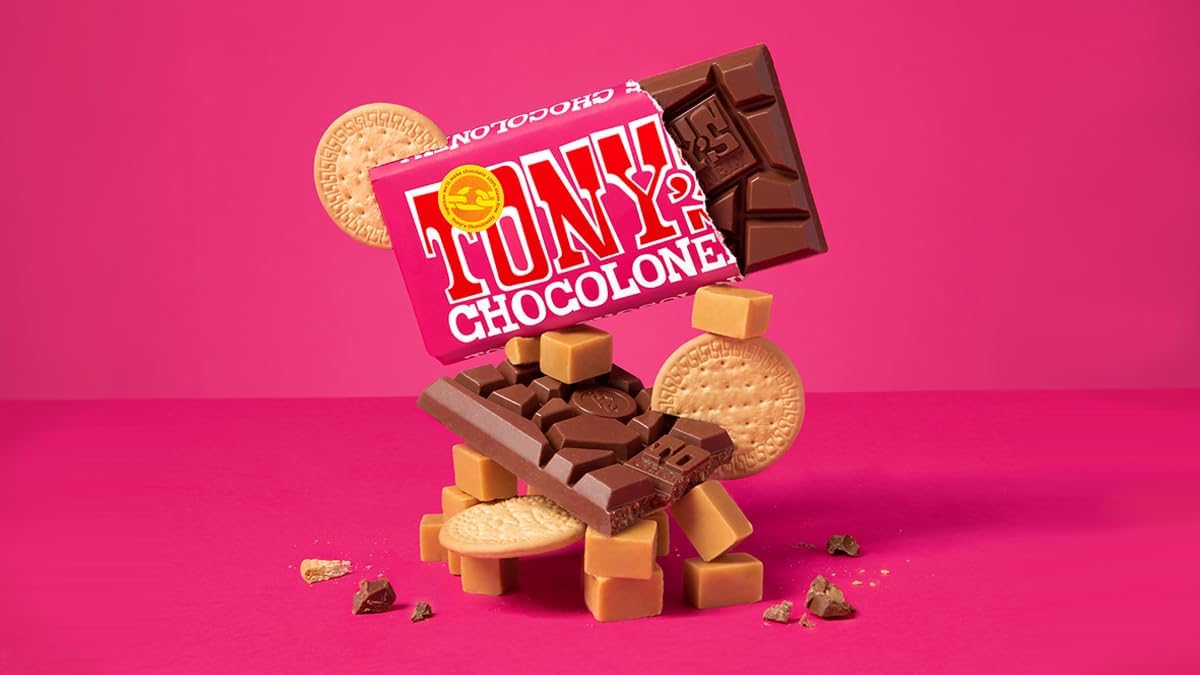 Tony's Chocolonely Milk Caramel Biscuit Chocolate Bar - 180g, Milk Chocolate, Gift, Vegetarian - Belgian Fairtrade Chocolate