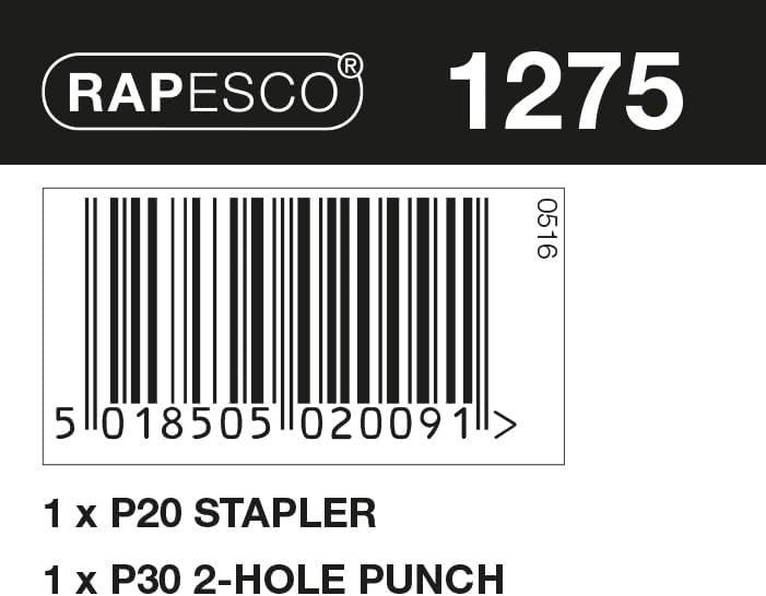 Rapesco 1275 P20 Shimma Stapler and Hole Punch Set, White