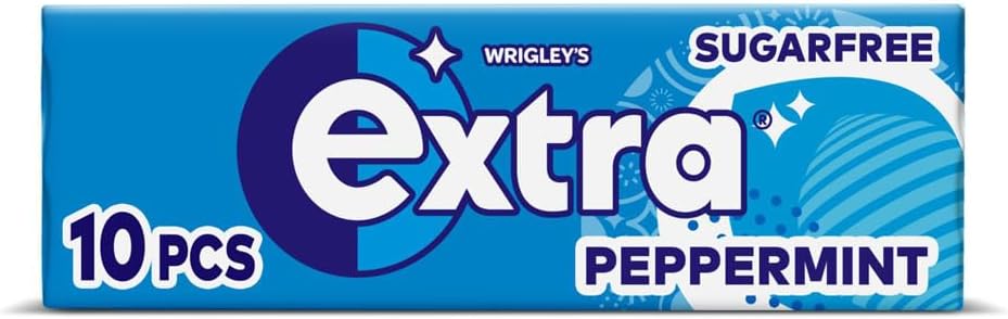Wrigley's Extra Chewing Gum, Peppermint Flavour, 30 Packs of 10 Pieces, Sugar Free Chewing Gum Bulk Pack with Xylitol (300 pieces)