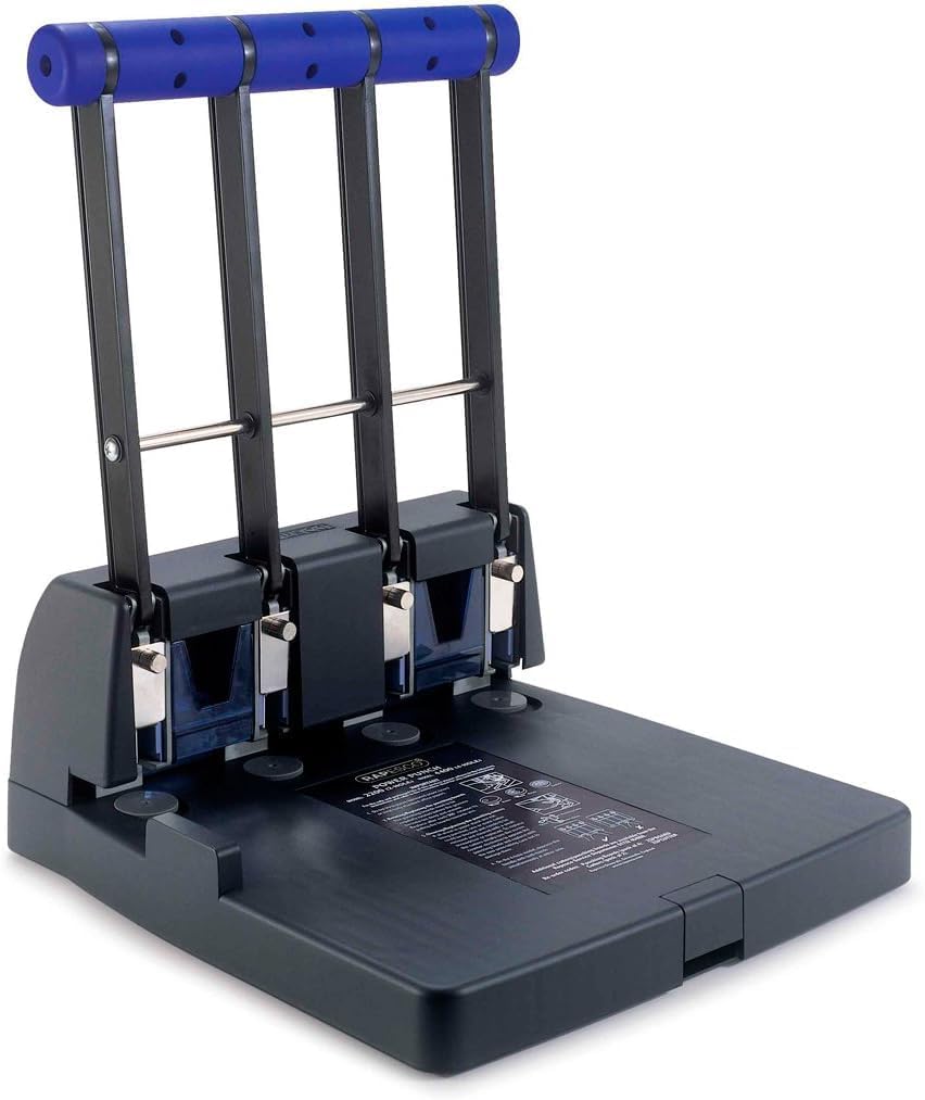 Rapesco PF4000A1 4400 Heavy Duty 4-Hole Punch, 150-Sheet Capacity, Black/Purple