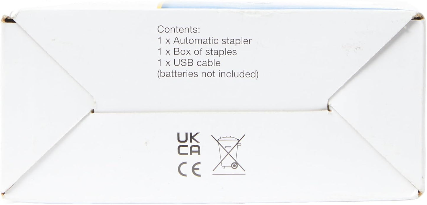 Rapesco 1453 626EL Automatic USB/Battery Stapler with 1000 26/6mm Staples, 15 Sheet Capacity, White