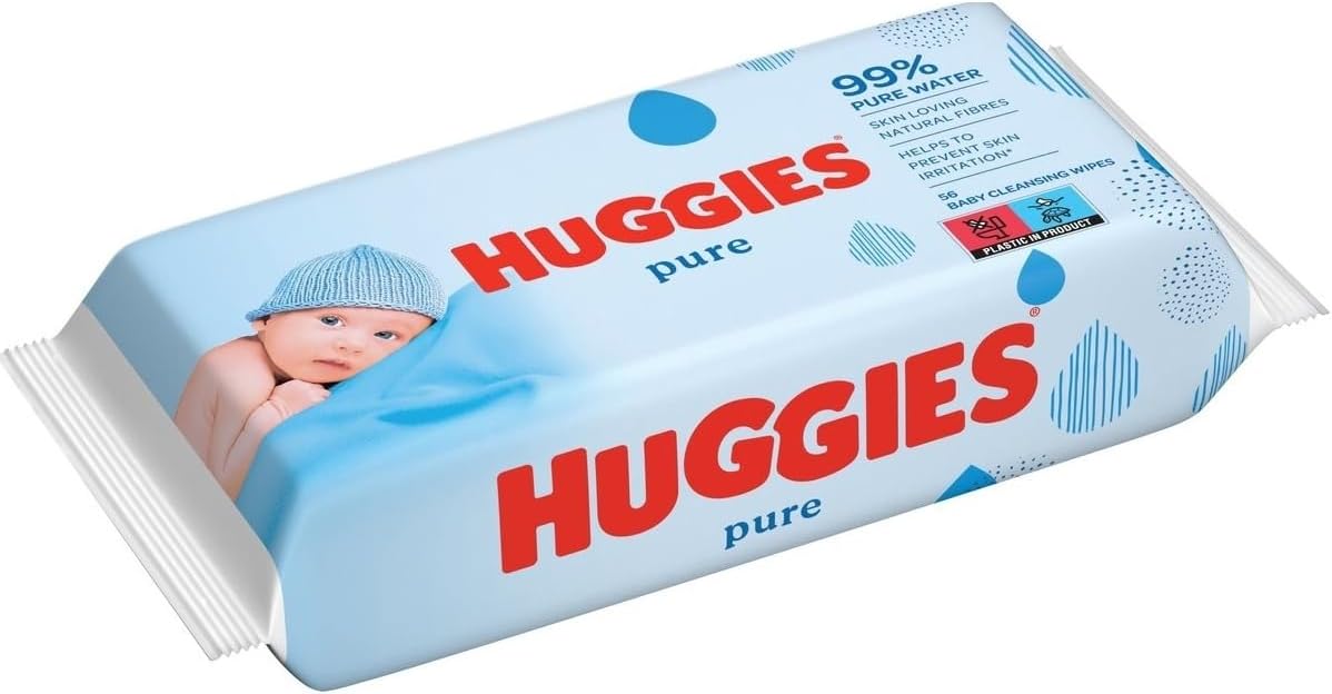 Huggies Pure, Baby Wipes, 18 Packs (1008 Wipes Total) - 99 Percent Pure Water Wipes - Fragrance Free for Gentle Cleaning and Protection - Natural Wet Wipes(packaging may vary)