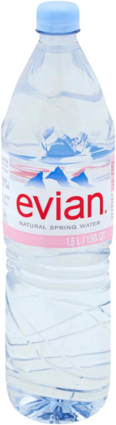 Evian Natural Spring Mineral Water, 1.5L (8 Pack) | Pure and crisp taste | Rich in Essential Minerals | Sustainable, Recyclable Plastic Bottles | Naturally Filtered | Refreshing & Eco-Friendly