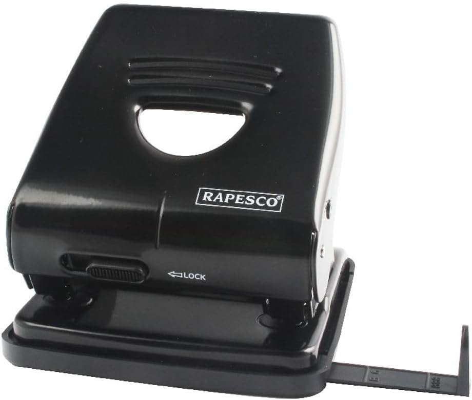 Rapesco PF88A0B1 Retro Heavy Duty 2-Hole Punch, 35 Sheet Capacity, Black