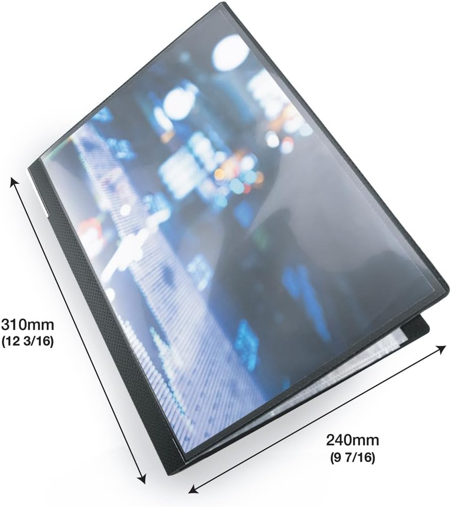 Rapesco 0909, 20 Pocket A4 Presentation Display Book, Black