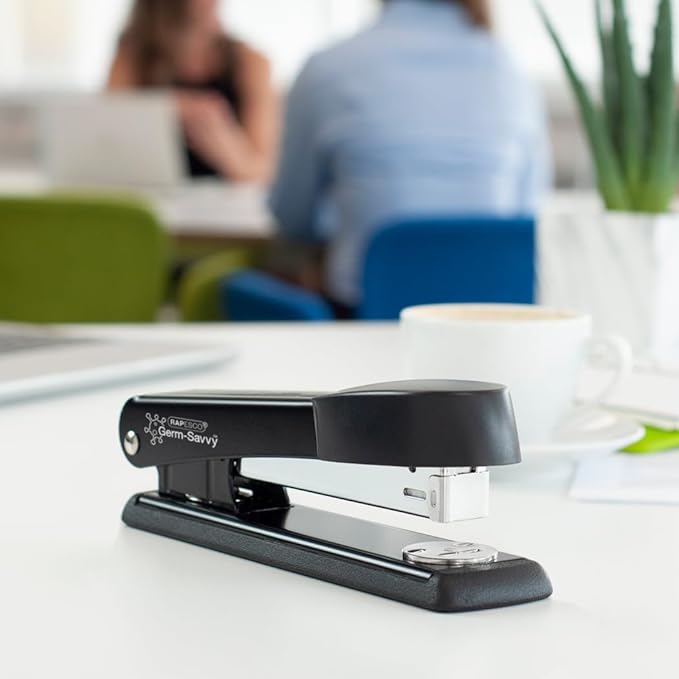 Rapesco 1733 Business Pack: 6 Germ-Savvy Antibacterial Marlin Staplers, 25 Sheet Capacity, and 12 Boxes of 1000 26/6 mm Staples, Black