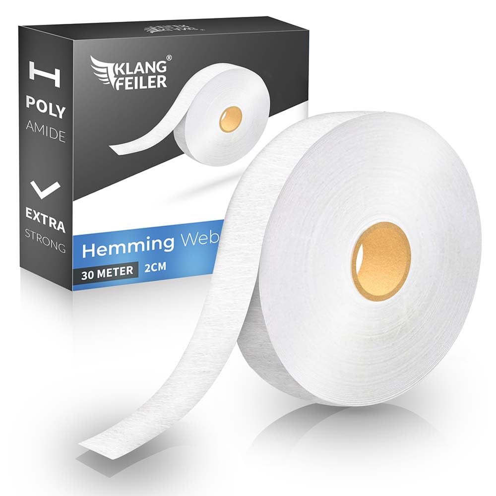 Klangfeiler® Hemming Tape 30 Metres I Extra Strong I Ironing Tape for Ironing I Ironing Adhesive Curtains Hardine Better Than Sewing Hemmed Fleece