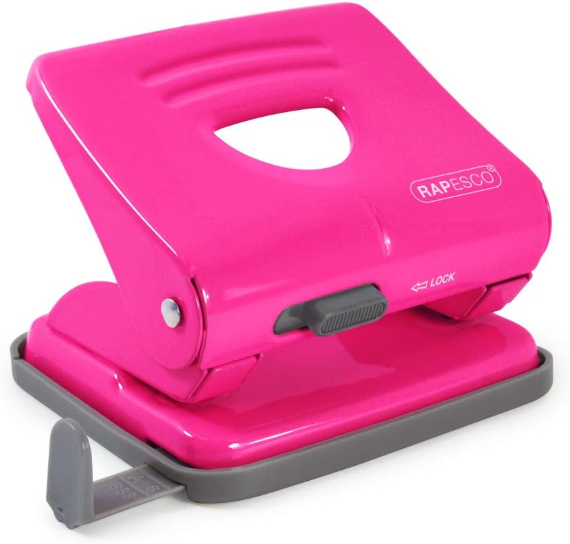 Rapesco 1360 825 2-Hole Metal Punch, 25 Sheet Capacity, Hot Pink