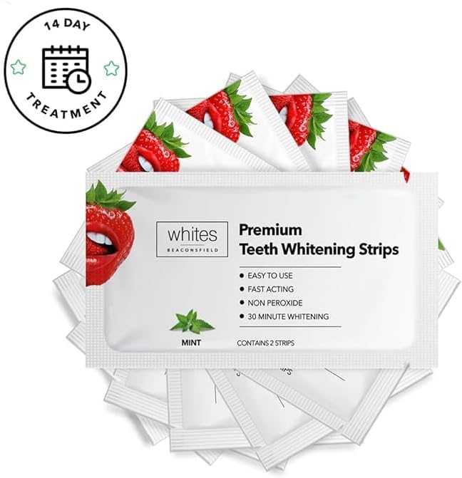 Whites Beaconsfield Teeth Whitening Strips - Advanced Non-Peroxide Formula, 28 Strips (14-Day Treatment) for Enhanced Brightness, Enamel-Safe, Gentle on Sensitive Teeth, Quick & Visible Results