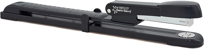 Rapesco A590FBA3 Germ-Savvy Antibacterial, Marlin Long Arm Stapler, Black