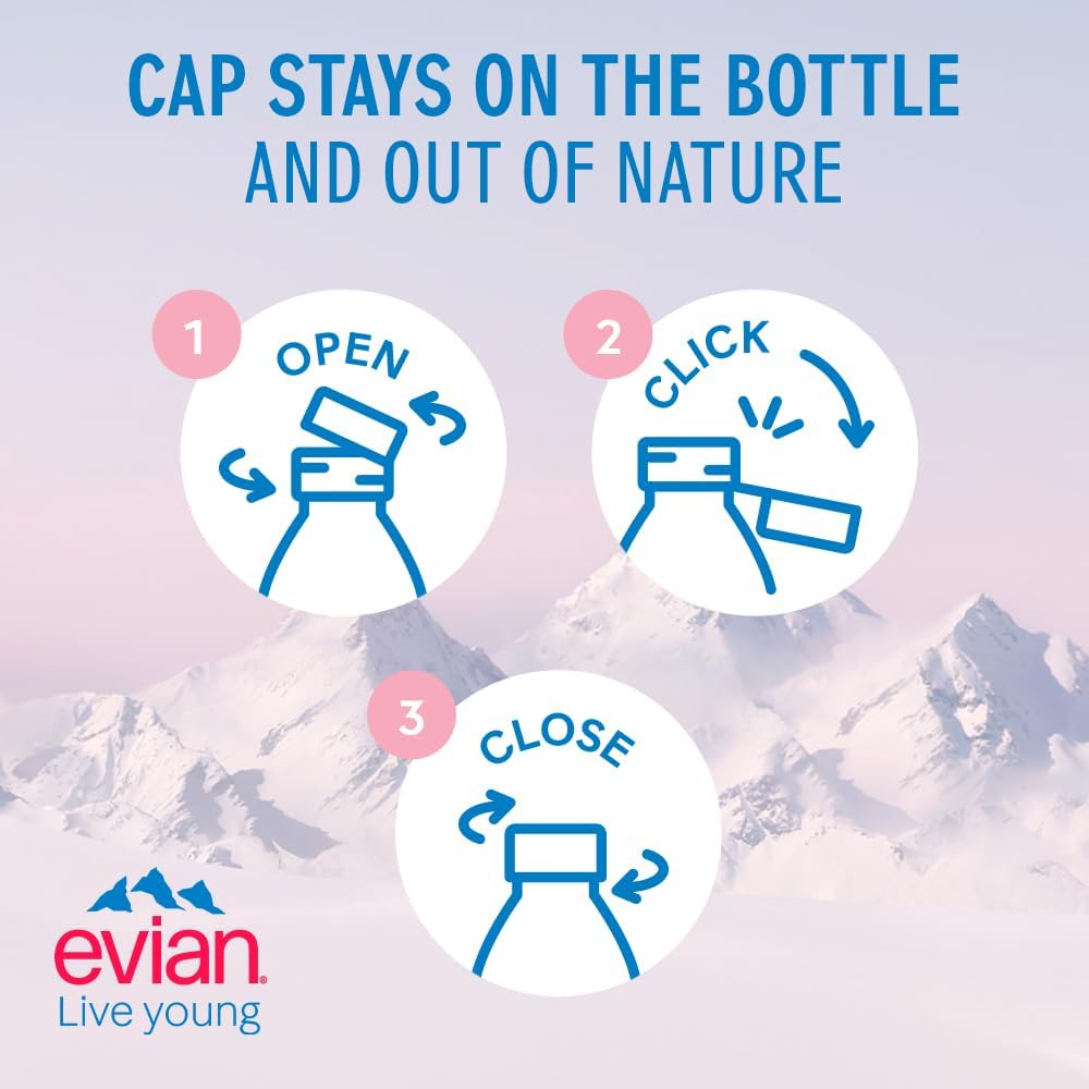 Evian Natural Mineral Water Sports Cap 75cl (PACK OF 12)