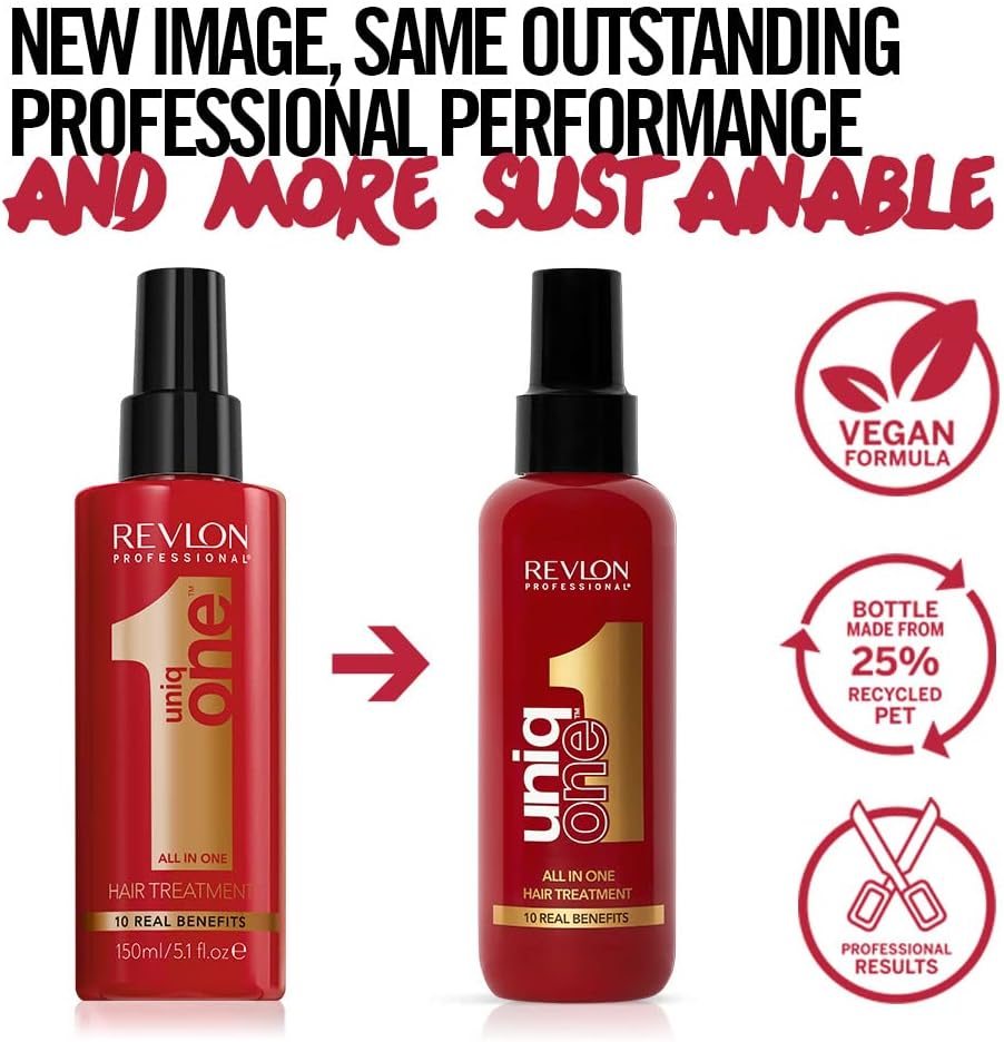 REVLON PROFESSIONAL Uniqone Hair Treatment, Moisturizing Leave-in Hair Treatment, Repair for Damaged Hair, Hair Treatment, Classic Fragrance – 150 ml