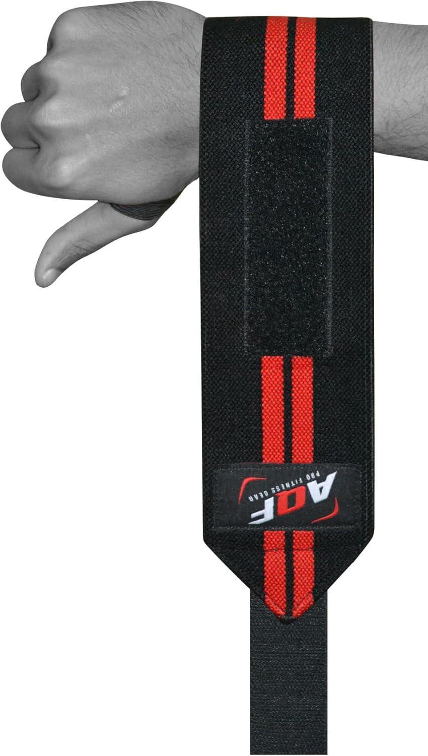 AQF Power Weight Lifting Wrist Wraps Supports Gym Training Fist Straps - Sold as Pair & One Size Fits All