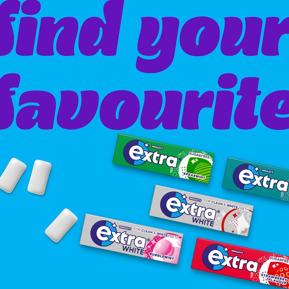 Wrigley's Extra Chewing Gum, Peppermint Flavour, 30 Packs of 10 Pieces, Sugar Free Chewing Gum Bulk Pack with Xylitol (300 pieces)