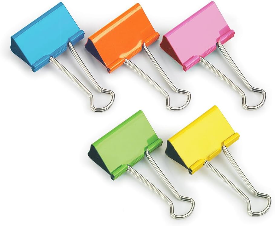 Rapesco FBC19COL 19 mm Foldback Clips, Assorted Colours, Pack of 10
