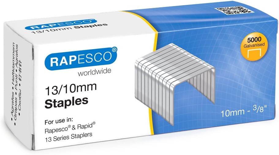 Rapesco S13100Z3 13/10 mm Galvanised Staples, Box of 5000