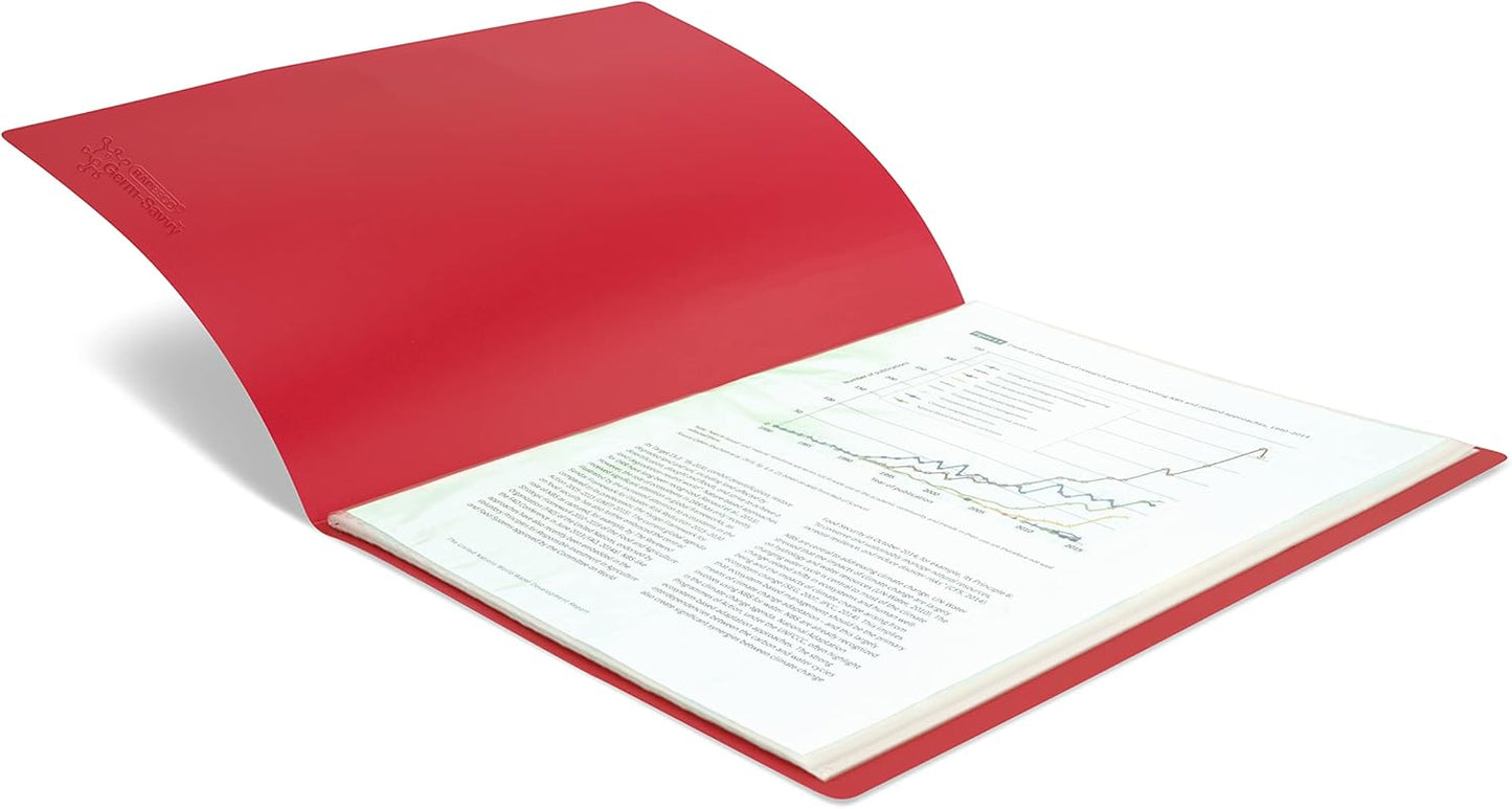 Rapesco 1674 Presentation Folder with Antibacterial Protection, 20 Pockets, A4, Red, Pack of 2