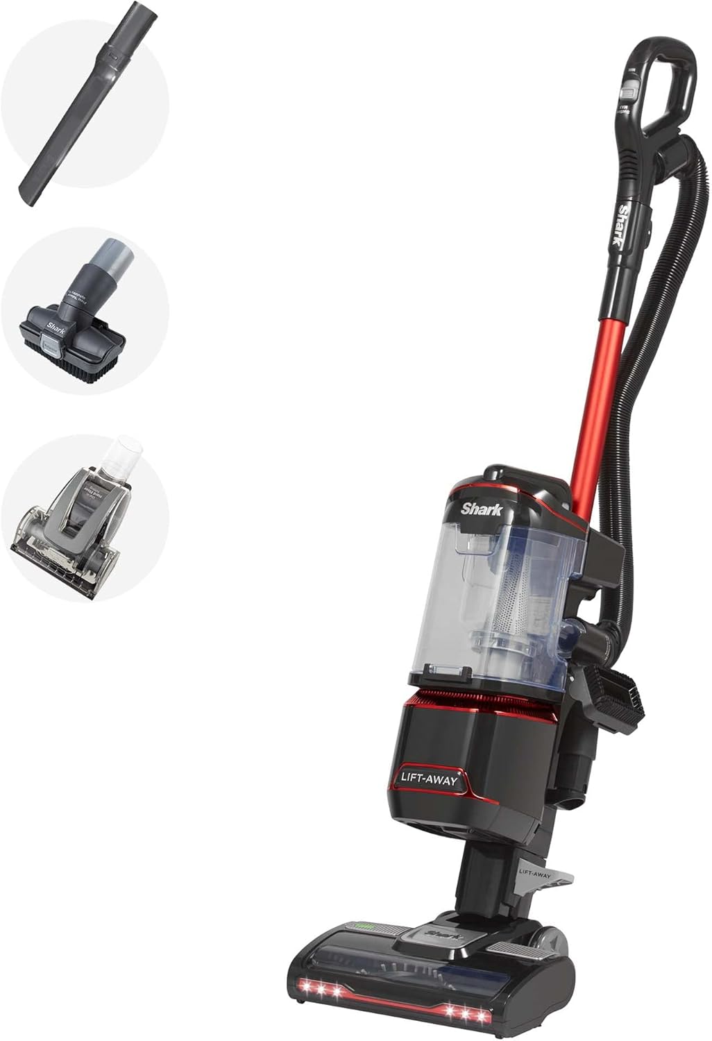 Shark Corded Upright Vacuum Cleaner 1.1L with Lift-Away Technology, Pet Model, LED Headlights, Anti-Allergen, 8m Cord, 750W, Pet, Crevice & Multi-Surface Tools, Red/Black, NV602UKT