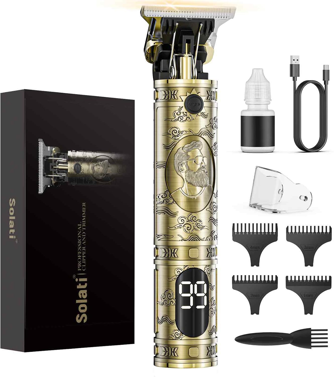 Beard Trimmer & Hair Clippers, Cordless Rechargeable Trimmer for Men, Premium Professional Barber Grooming Set with Zero Gapped T Blade Shaver & LCD Display Gift