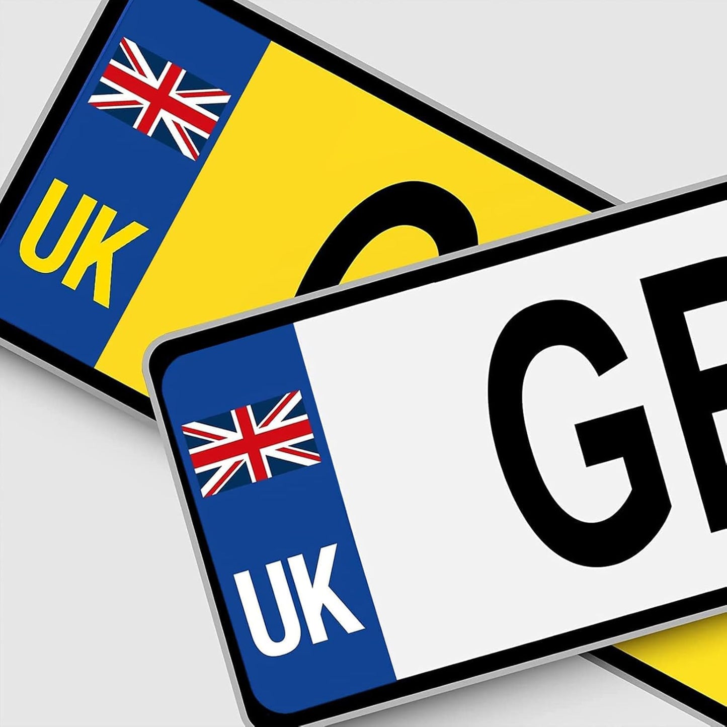 BEEWAY UK Car Stickers for Europe - 2x UK Oval + 4x Number Plate Stickers - Gloss Laminated, Self-adhesive Vinyl Sticker for Cars, Vans, Trucks Driving in European after Brexit GB