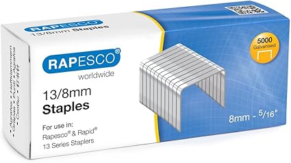 Rapesco S13080Z3 13/8mm Galvanised Staples, Box 5000