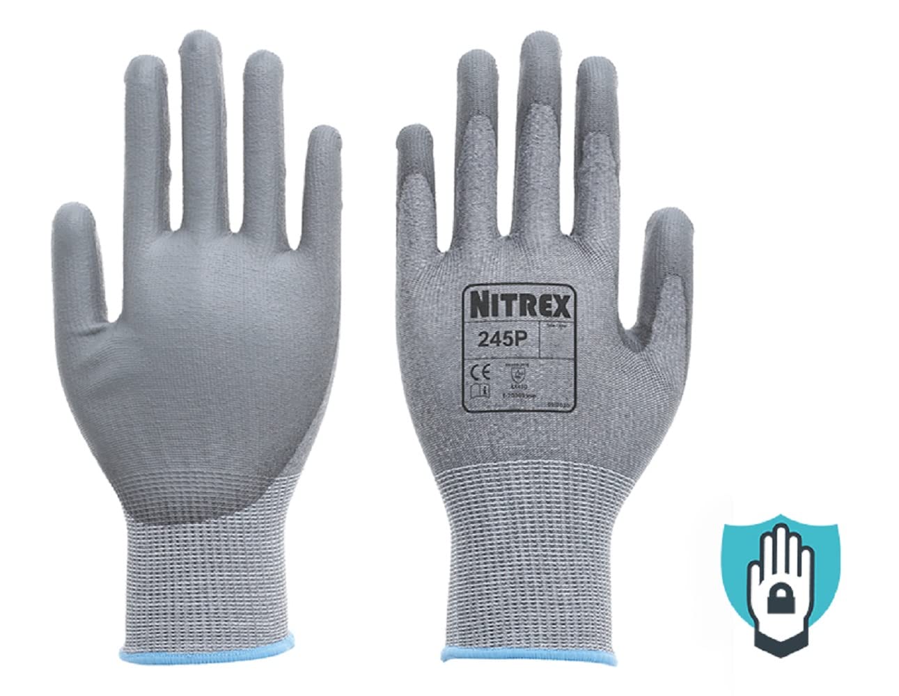 Nitrex 245P Work and Safety Gloves, Bag of 10 Pairs, Size 7 - D Rated Cut Resistant Gloves with PU Palm Coating Visit the NITREX Store