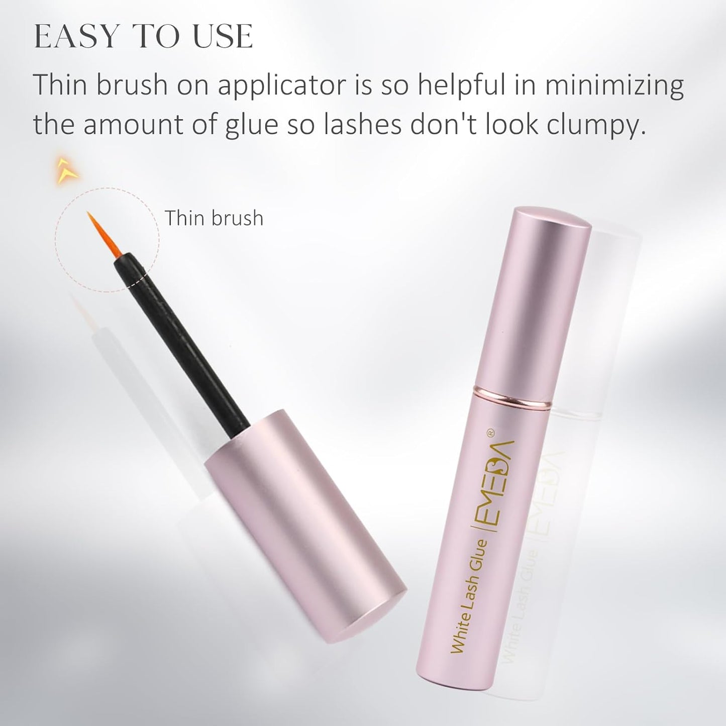 EMEDA Super Strong Hold False Eyelash Glue Professional Latex Free Eyelash Glue Waterproof Lash Glue Transparent Strip Eyelash Adhesive White Lashes Glue Clear