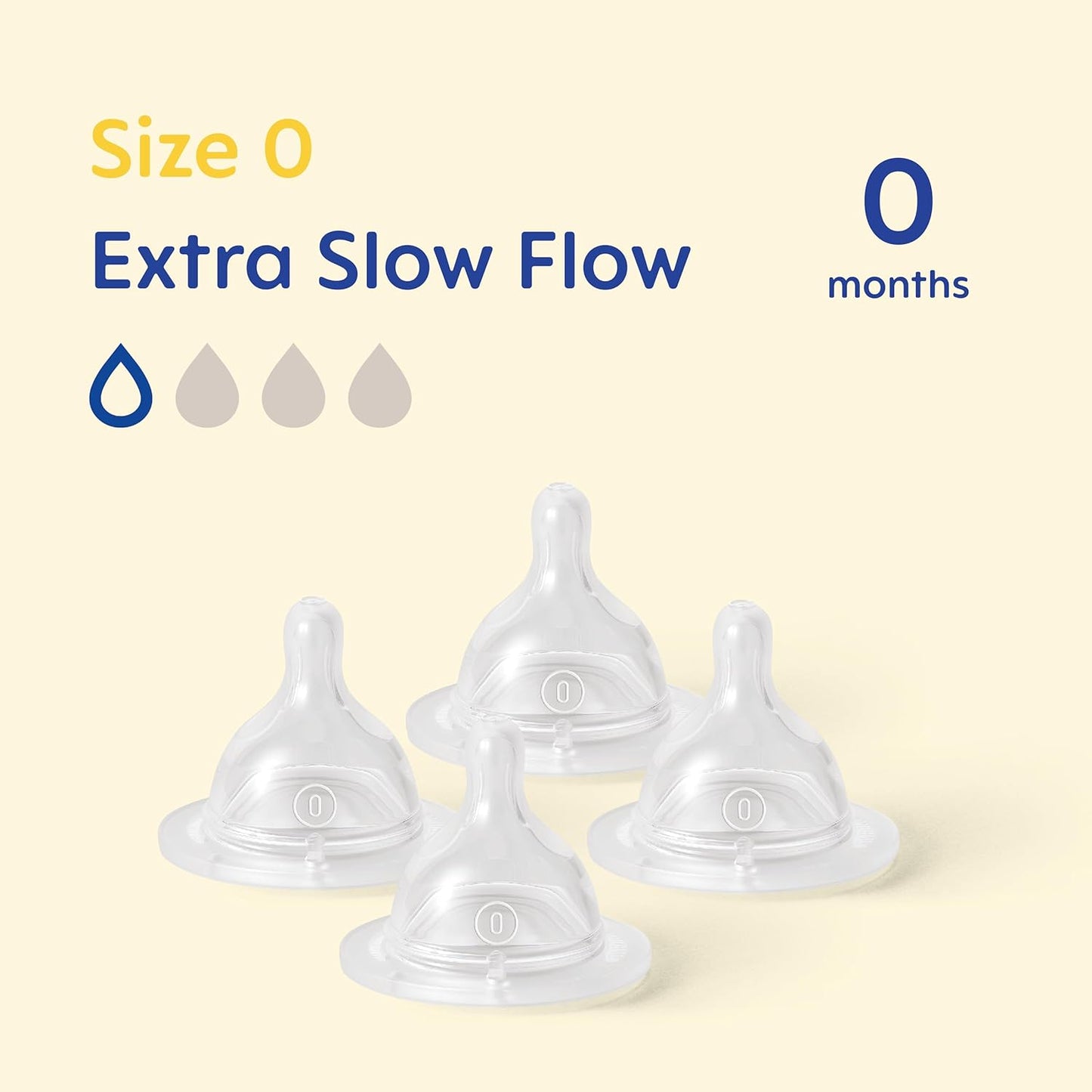 MAM Teats Size 0 | 4 Pack | Extra-Slow Flow | Fits All MAM Bottles | Made from SkinSoft Silicone | Baby Accessories for Newborn