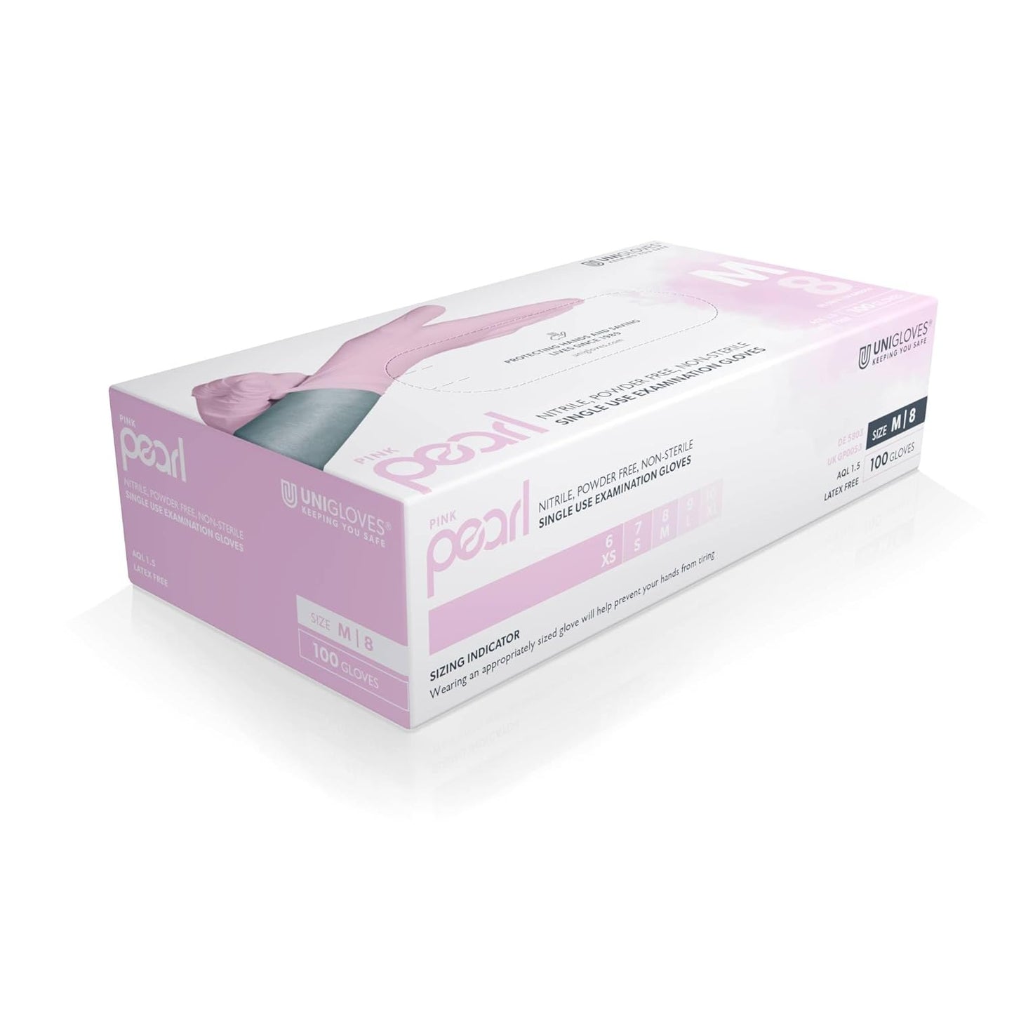 Unigloves Pink Pearl Nitrile Examination Gloves - Multipurpose, Powder Free and Latex Free Disposable Gloves - Box of 100 Gloves, Pink, Small (GP0052)