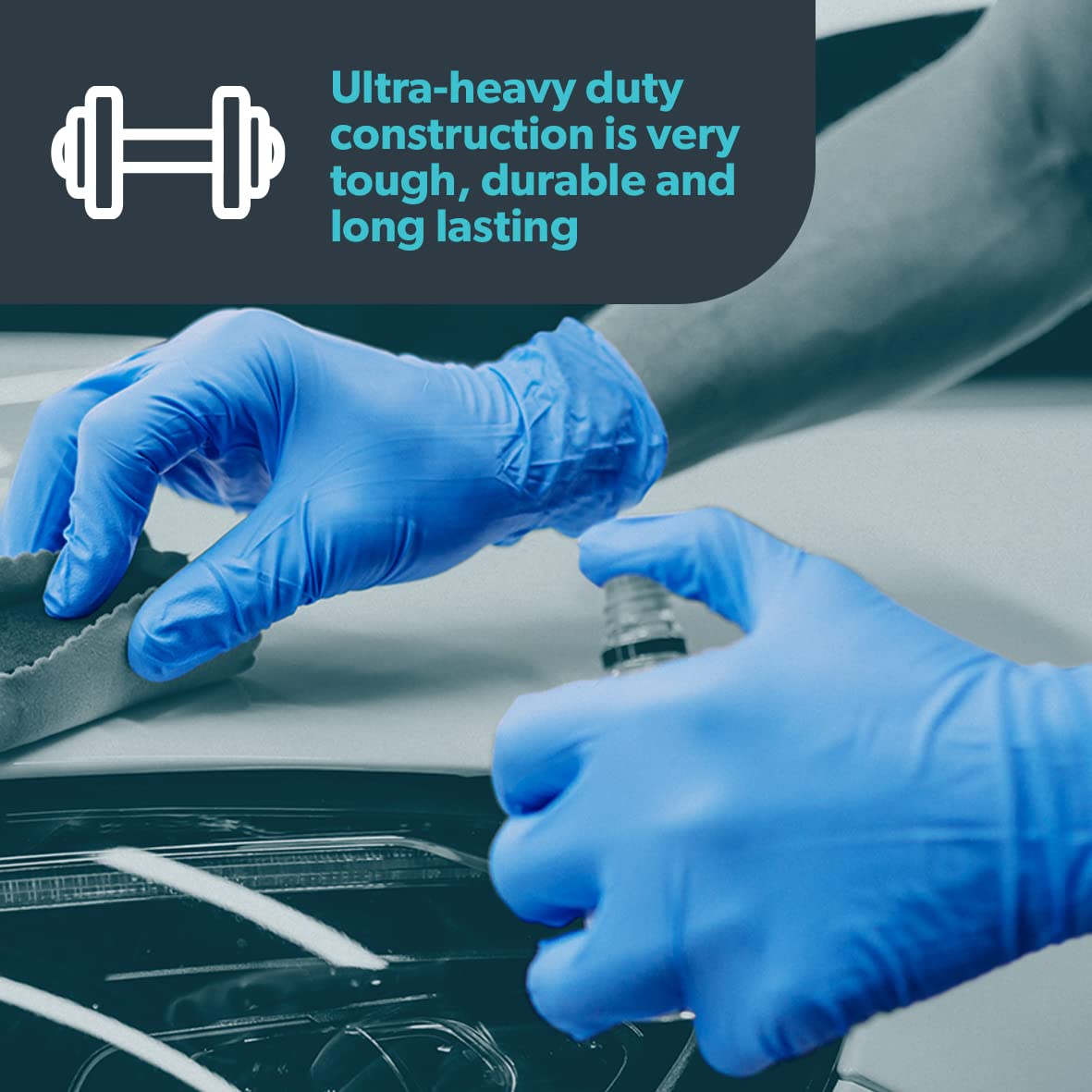 Unigloves PRO.TECT Blue XHD+ Nitrile Disposable Gloves - Ultra Heavy Duty, Single Use, Multipurpose, Powder Free Gloves - Box of 50 Gloves, Blue, Small (GA0102)