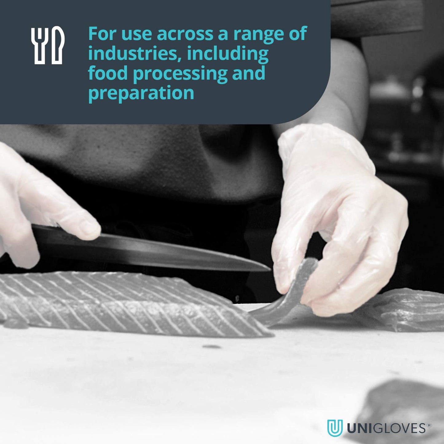 Unigloves Unicare Clear Vinyl GS0073 Examination - Multipurpose, Lightly Powdered, Latex Free Disposable Gloves, Box of 100 Gloves, Clear, Medium