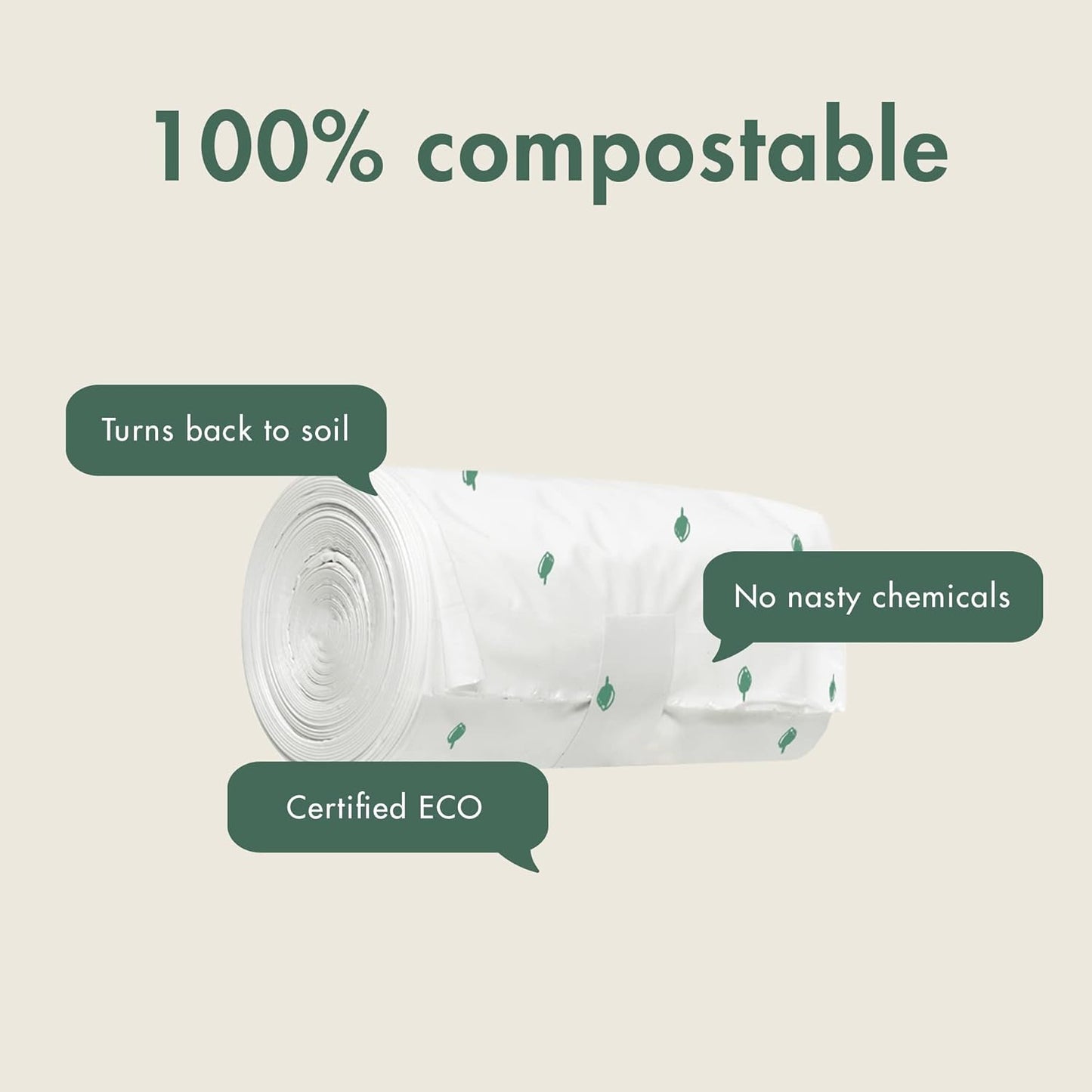 Eco by Naty Ecological Disposable Bags - Baby Nappy Sacks, 100% Compostable and Biodegradable (Pack of 50 pieces)