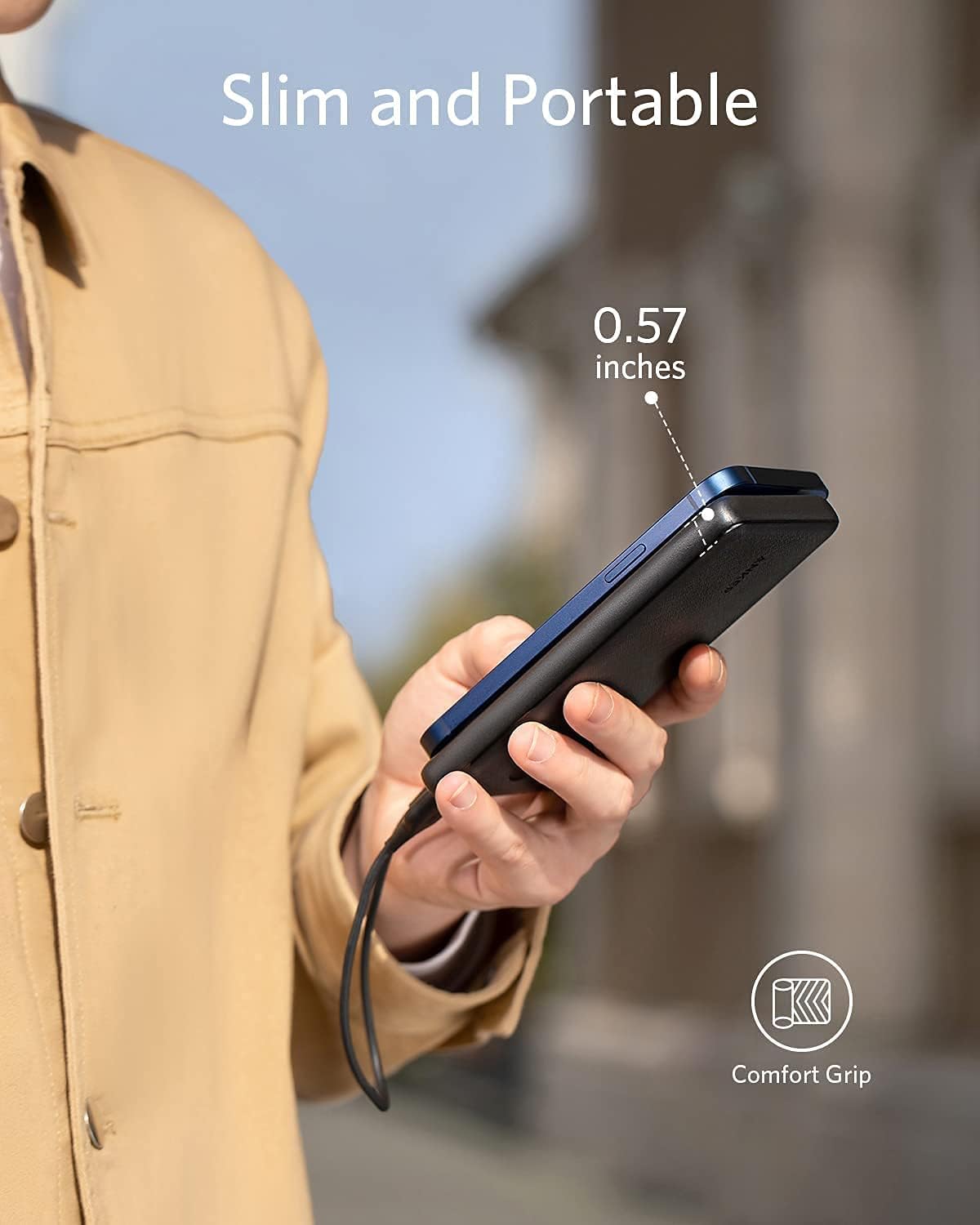 Anker Power Bank, 313 Portable Charger (PowerCore Slim 10K) 10000mAh Battery Pack with High-Speed PowerIQ Charging Technology for iPhone, Samsung Galaxy, and More