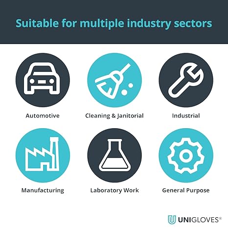 Unigloves PRO.TECT Black GA0044 Nitrile Single Use - Multipurpose, Powder Free Disposable Gloves, Box of 100 Gloves, Black, Large