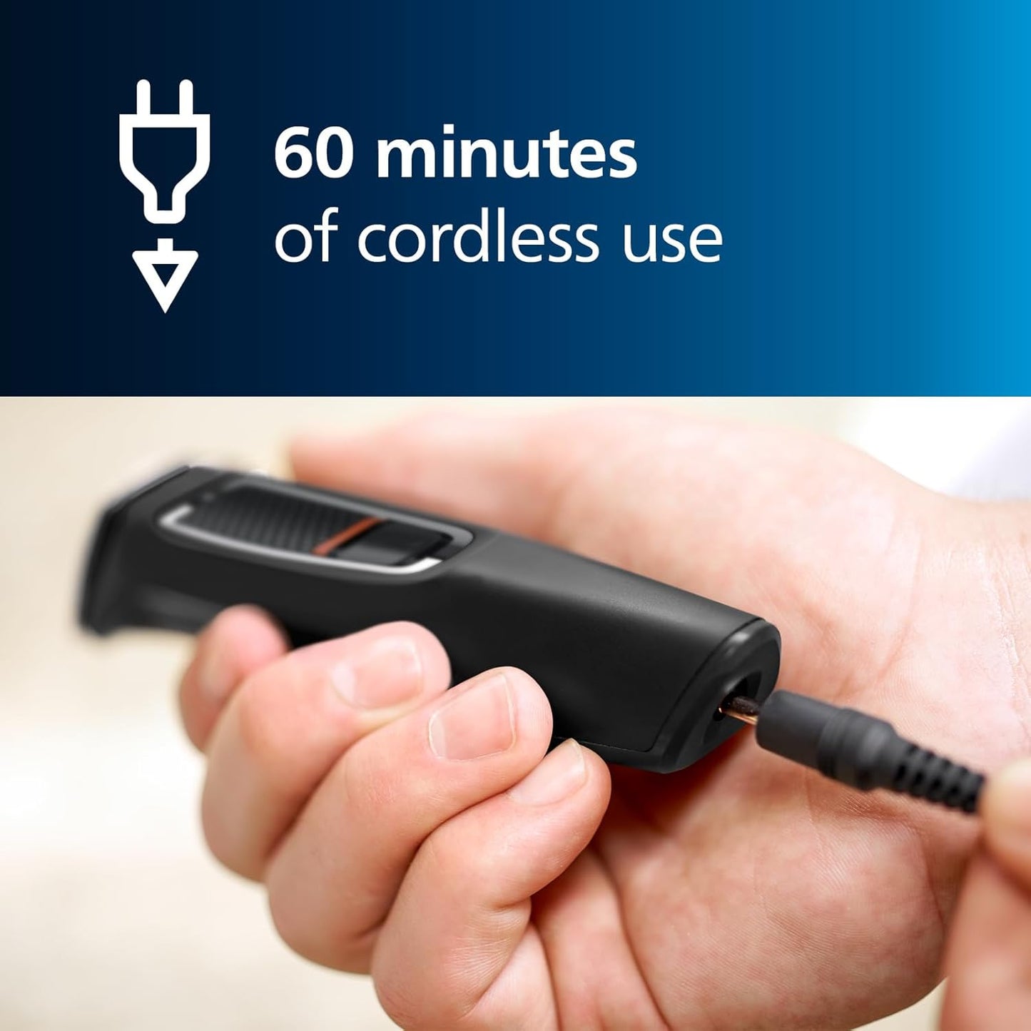 Philips 7-in-1 All-In-One Trimmer, Series 3000 Grooming Kit for Beard & Hair with 7 Attachments, Including Nose Trimmer, Self-Sharpening Blades, UK 3-Pin Plug-MG3720/33
