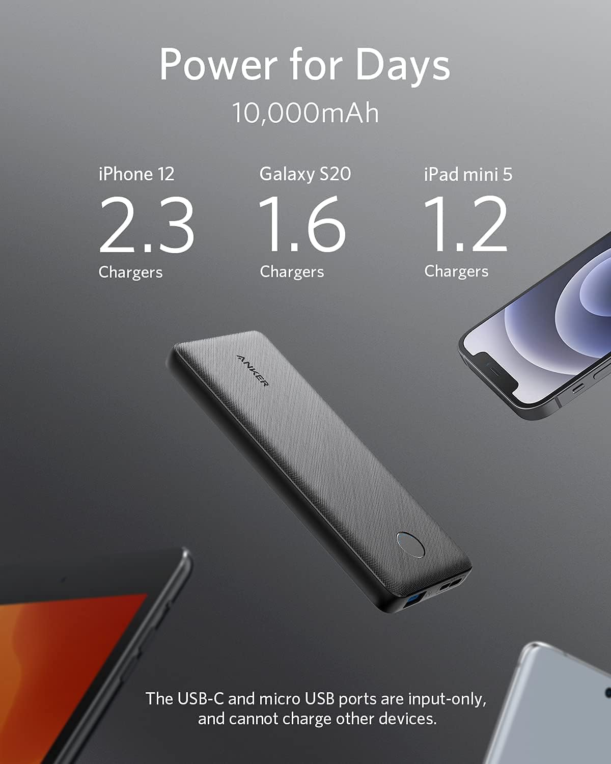 Anker Power Bank, 313 Portable Charger (PowerCore Slim 10K) 10000mAh Battery Pack with High-Speed PowerIQ Charging Technology for iPhone, Samsung Galaxy, and More