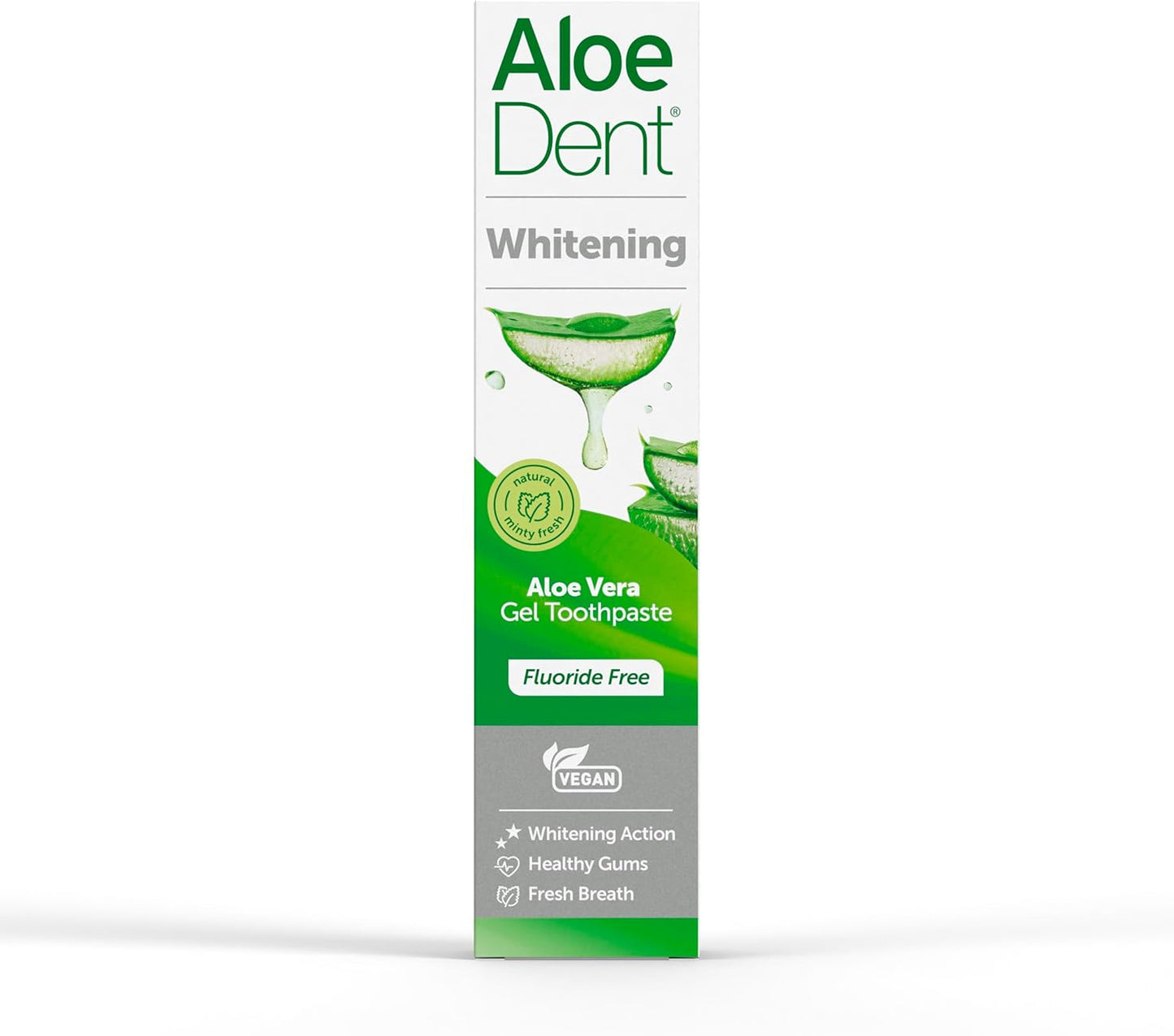 Aloe Dent Whitening Aloe Vera Toothpaste Fluoride Free, Natural Action, Vegan, Cruelty Free , SLS Free, Naturally White, Healthy Gums , 100 ml, packaging may vary