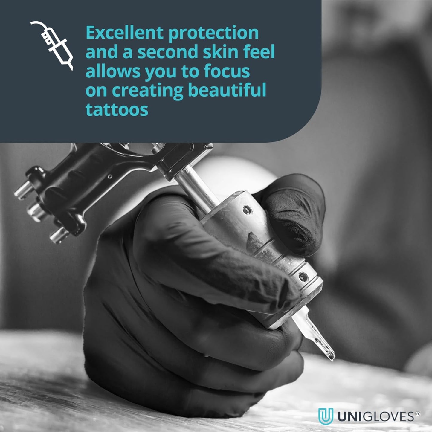 Unigloves Select Black Latex Extended Cuff GT0014 Single Use - Multipurpose, Powder Free Disposable Gloves, Optimised for Tattoo Artists, Box of 100 Gloves, Black, Large Visit the UNIGLOVES Store