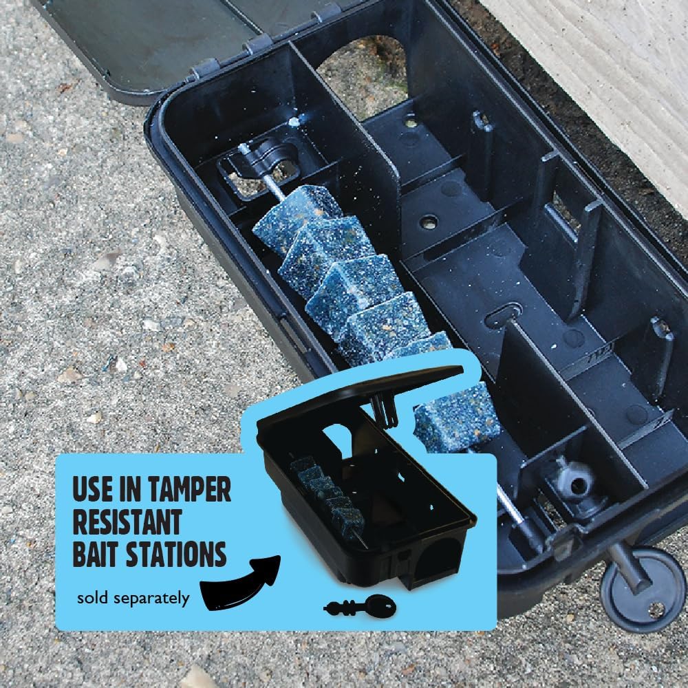The Big Cheese All-Weather Block Bait - 10g x 30 Kills Mice and Rats Damp-Proof, Weather-Resistant, Blue Difenacoum