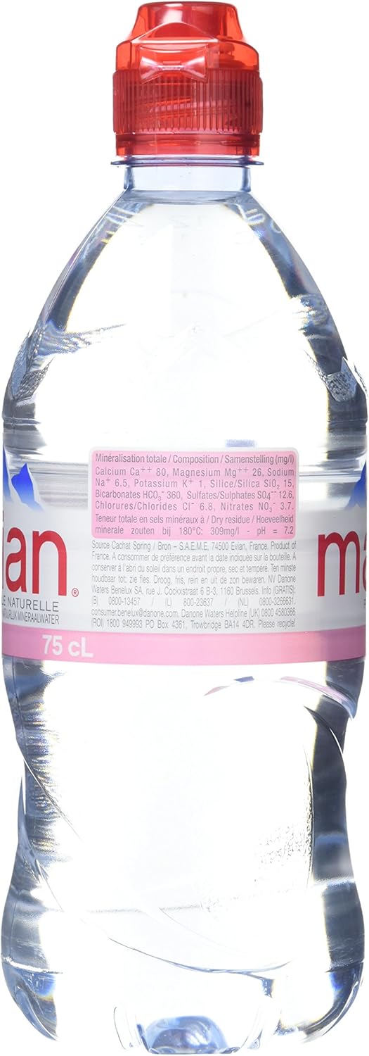 Evian Still Sports Action Natural Mineral Water 75 cl (Pack of 12)